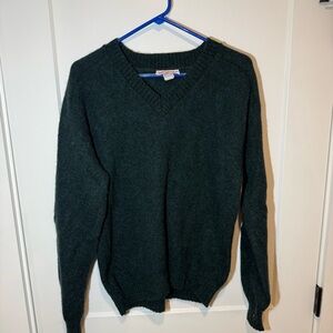 Vintage Fall River Knitting Mills Shetland Wool V-Neck Sweater. Made in USA. L